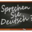 Viaje en el idioma alemán - Pizarra con la frase “Sprechen Sie Deutsch?” escrita en tiza blanca, invitando a las personas a aprender o hablar alemán.