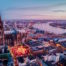 Cologne Christmas Market with a stunning aerial view of the Cathedral and Rhine River