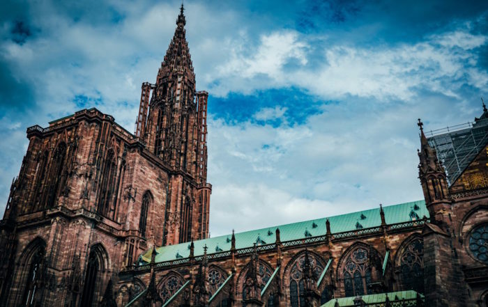 Strasbourg Cathedral Notre-Dame with Dramatic Sky