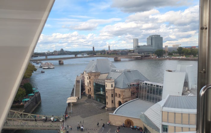 Cologne: The Rhine River and the "Kranhaus" buildings