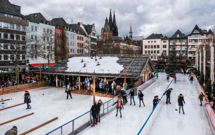 Christmas Markets Ice Skating Rink in Historic Cologne City Center