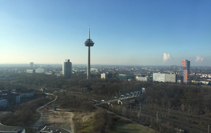 Cologne Television Metropolis: Colonius Tower and Skyline with Green Spaces